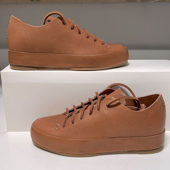 FEIT Hand Sewn Tan Leather Low Top Sneakers - Sz 35 - US 5 - Picture 8 of 15